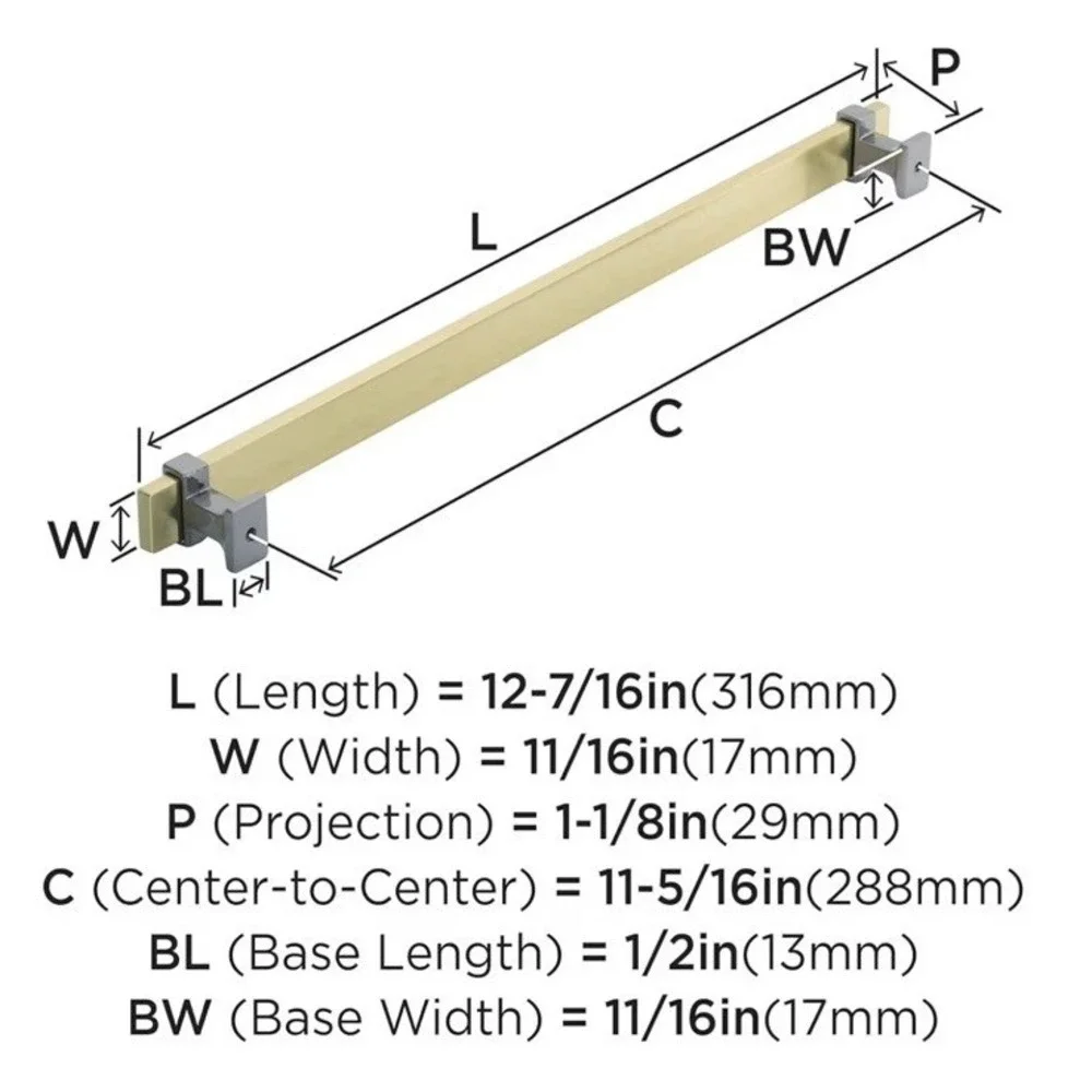 Amerock | Cabinet Pull | Brushed Gold/Black Chrome | 11-5/16 inch (288 mm)